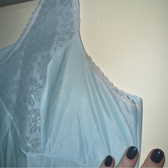 Women’s Vintage Baby Blue Vintage Slip Lace Rose Details Lingerie Dress No Size - Picture 6 of 16